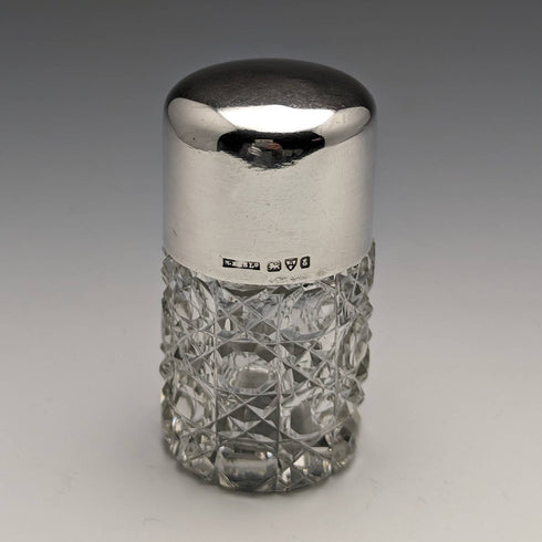 1905年 英国アンティーク カットグラス製 香水瓶 純銀蓋 S Blankensee